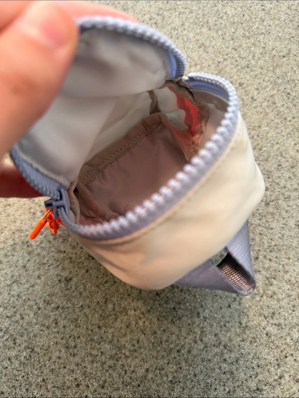 lululemon athletica Kids Beige Mini Backpack Coin Pouch with Orange Zipper